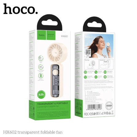 พัดลมพกพา HOCO HX602 ปรับแรงลม 100 ระดับ พับได้ 90° แบตเตอรี่ 6.5 ชม. ความเร็วมอเตอร์ 8000RPM_8